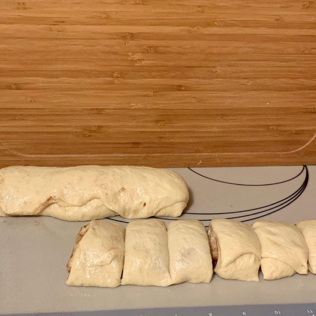 shaping caramel rolls