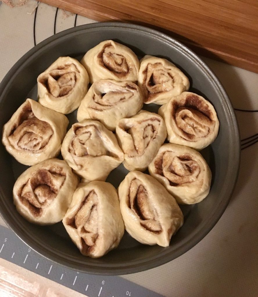 caramel rolls in pan