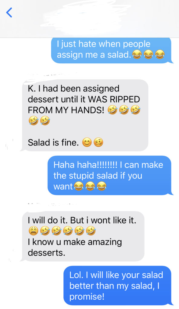 text conversation desserts
