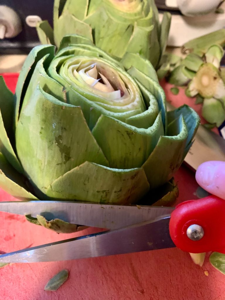 steamed artichokes trimming