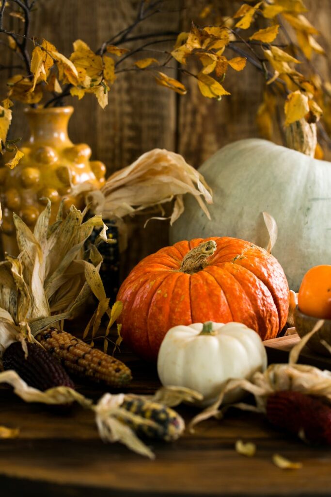 pumpkins on a table